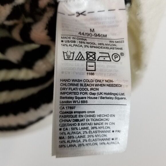 Banana Republic Women Turtleneck Striped Wool Alpaca Sweaters Sz M Black White - Picture 6 of 7